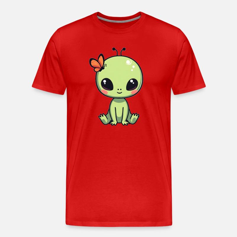 Alien Ausserirdischer - Männer Premium Bio T-Shirt - Rot