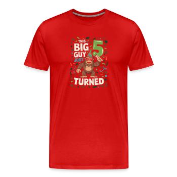 This Big Guy Just Turned 5 Funny Gorilla 5 - Men's Premium Organic T-Shirt - red - Front - Damien (186cm)
