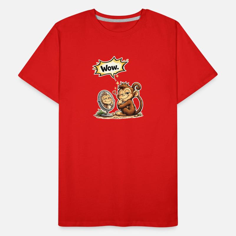Funny Monkey Wow Saying Gift Men's Premium Organic T-Shirt