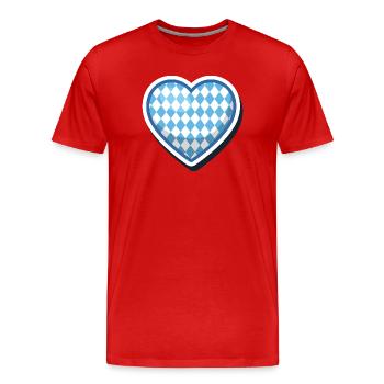 Bavaria Blue White Diamond Heart Motif Bayern Fan Heart - Men's Premium Organic T-Shirt - red - Front - Damien (186cm)