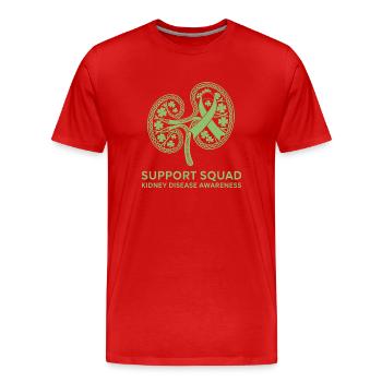 Kidney Awareness Shamrock Ribbon - Men's Premium Organic T-Shirt - red - Front - Damien (186cm)
