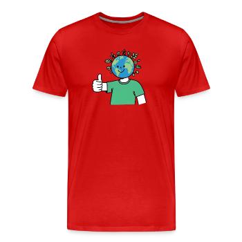 Terre Souriante Sauver et protéger la planète - T-shirt bio Premium Homme - rouge - Devant - Damien (186cm)