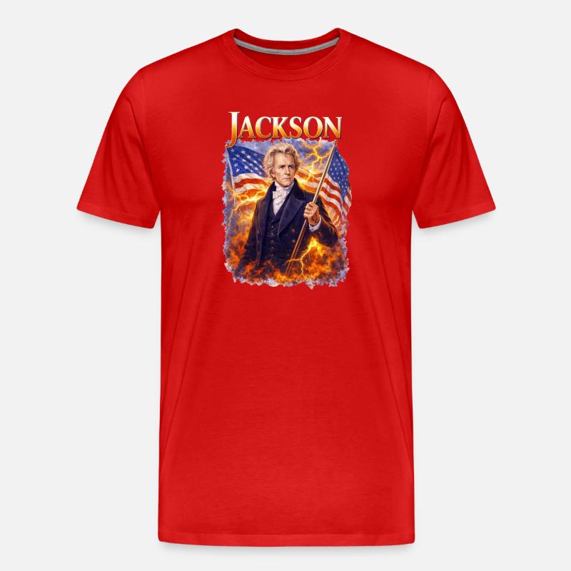Jacksons Freiheitsheld mit Flagge - Männer Premium Bio T-Shirt - Rot