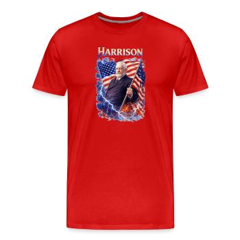 Harrison Patriot Thunder - Men's Premium Organic T-Shirt - red - Front - Damien (186cm)
