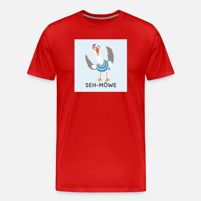 SEH-MÖWE – Mouette drôle - T-shirt bio Premium Homme - rouge