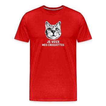 Ich möchte meinen Trockenfutter-Katzenhumor - Männer Premium Bio T-Shirt - Rot - Vorne - Damien (186cm)