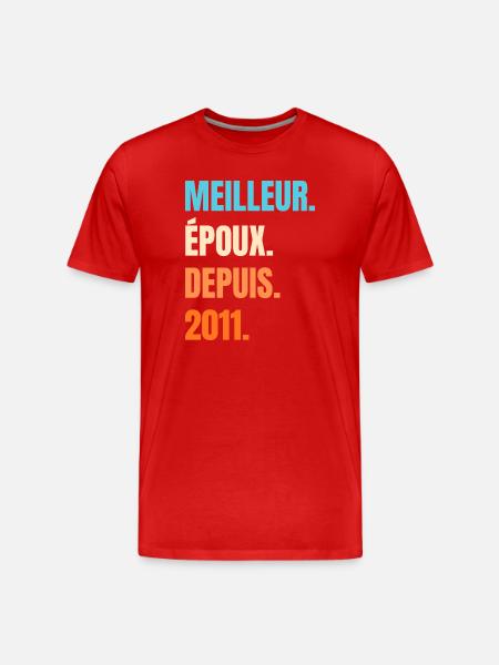 Best Husband Since 2011 Gift Husband - Men's Premium Organic T-Shirt - red