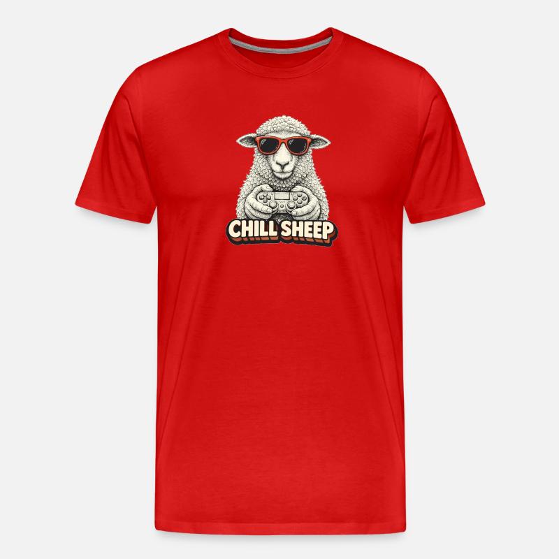 Chill Sheep with Controller - Men's Premium Organic T-Shirt - red
