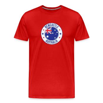 Newcastle Australien Abzeichen-Emblem - Männer Premium Bio T-Shirt - Rot - Vorne - Damien (186cm)