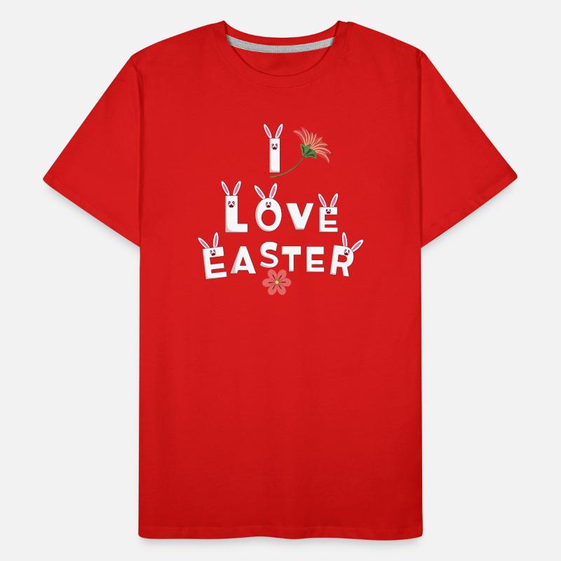 L’amour de Pâques avec un lapin et une fleur T-shirt bio Premium Homme