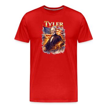 Tyler Sturmheld mit Flagge - Männer Premium Bio T-Shirt - Rot - Vorne - Damien (186cm)