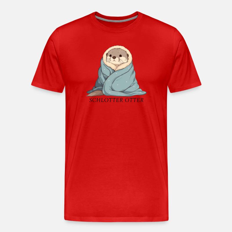 Schlotter Otter im Wintermodus - Männer Premium Bio T-Shirt - Rot