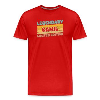 Kamil - Männer Premium Bio T-Shirt - Rot - Vorne - Damien (186cm)