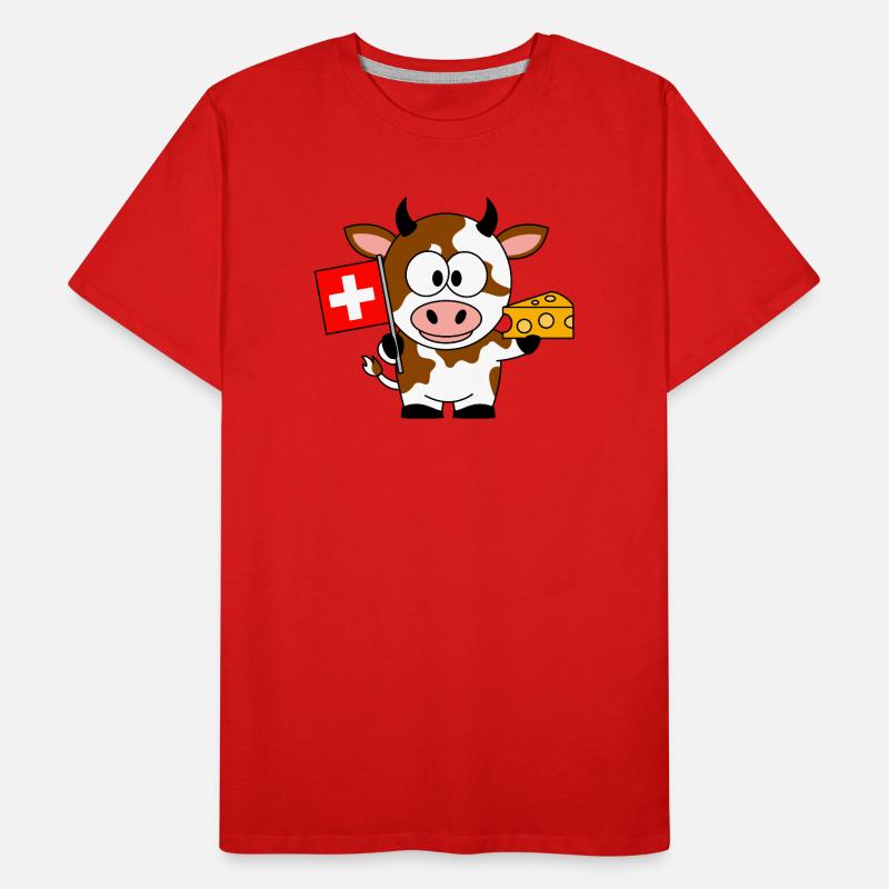 Kuh mit Schweizer Flagge Käse Männer Premium Bio T-Shirt