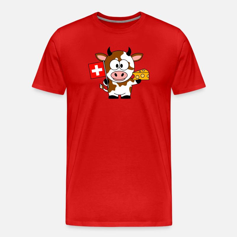 Kuh mit Schweizer Flagge Käse - Männer Premium Bio T-Shirt - Rot