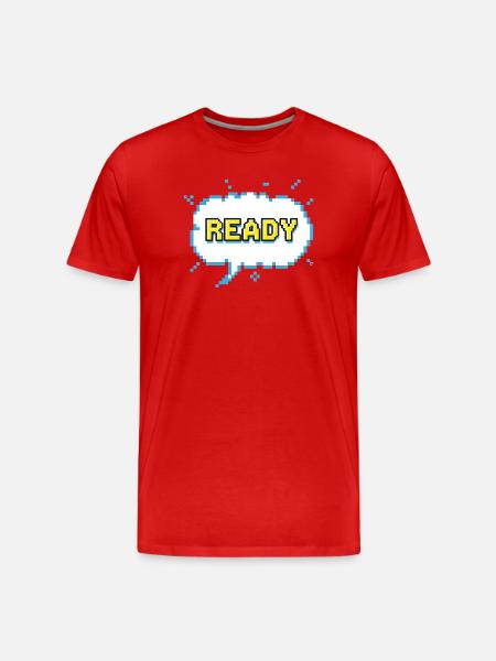 READY lettering in pixel comic look - Men's Premium Organic T-Shirt - red