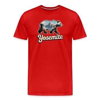 Yosemite Bär - Nationalpark Outdoor Design - Männer Premium Bio T-Shirt - Rot - Vorne - Damien (186cm)