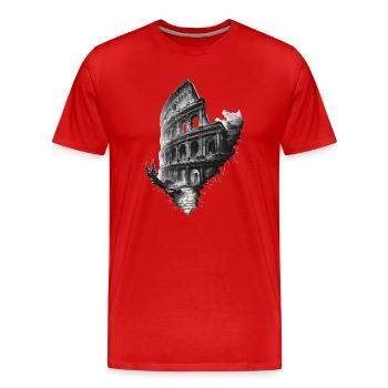Ätherisches schwarz-weißes Kolosseum - Männer Premium Bio T-Shirt - Rot - Vorne - Damien (186cm)