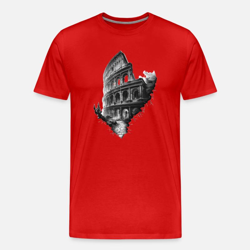 Ätherisches schwarz-weißes Kolosseum - Männer Premium Bio T-Shirt - Rot