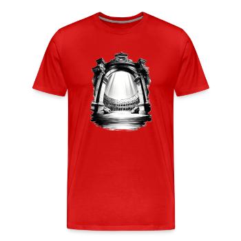 Leuchtendes Kolosseum und Bögen - Männer Premium Bio T-Shirt - Rot - Vorne - Damien (186cm)