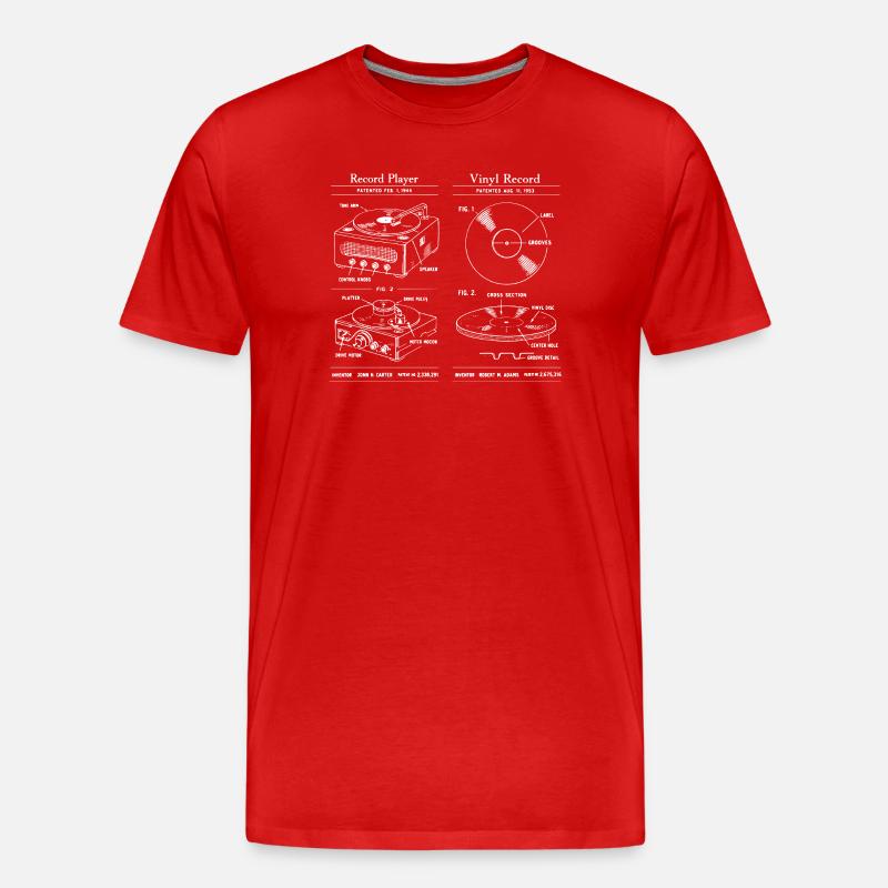 Retro-Plattenspieler-Bauplan - Männer Premium Bio T-Shirt - Rot
