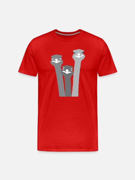 Nandu, Straußenkopf, Emu, Strauß - Männer Premium Bio T-Shirt - Rot