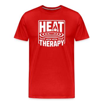 Thérapie par la chaleur au sauna, transpiration bien-être - T-shirt bio Premium Homme - rouge - Devant - Damien (186cm)