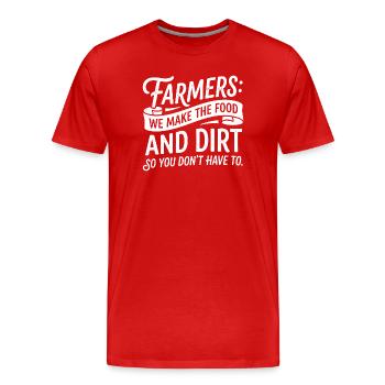 Bauernhumor Feldarbeit und Geschmack - Männer Premium Bio T-Shirt - Rot - Vorne - Damien (186cm)
