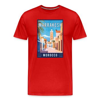 Discover Vibrant Souks of Marrakesh in Morocco - Men's Premium Organic T-Shirt - red - Front - Damien (186cm)