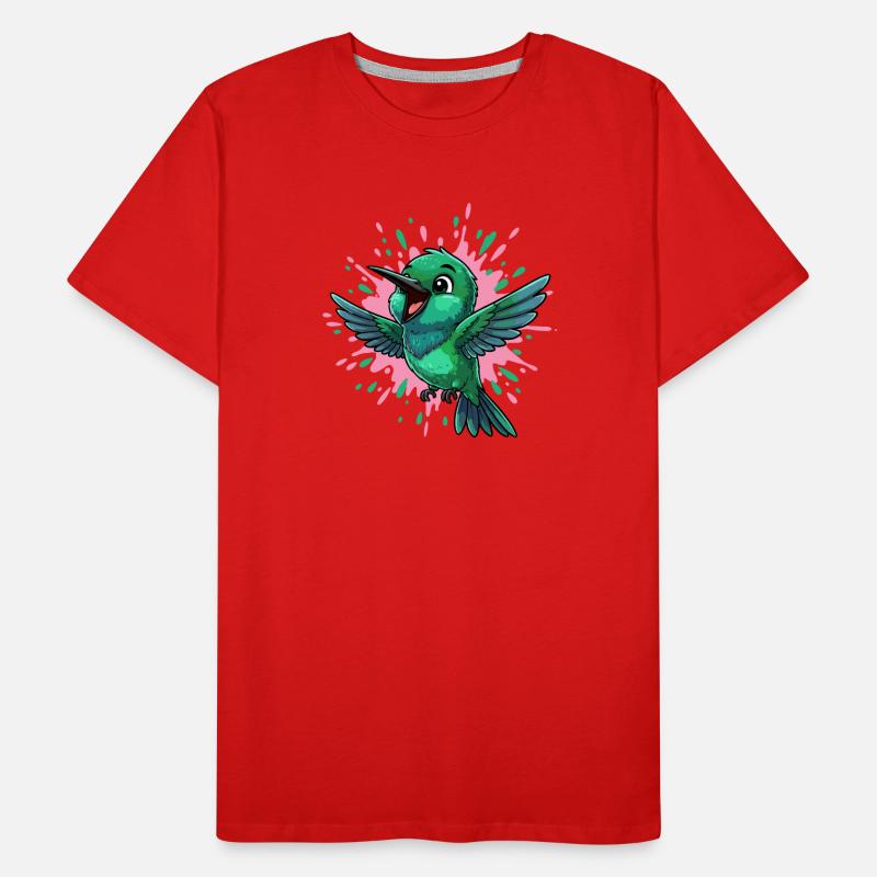 Colibri coloré avec éclaboussures de couleur T-shirt bio Premium Homme