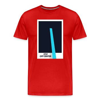 Stay Off Center. Modernes Design Statement - Männer Premium Bio T-Shirt - Rot - Vorne - Damien (186cm)