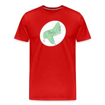 Minimalistischer abstrakter Grüner Vogel - Männer Premium Bio T-Shirt - Rot - Vorne - Damien (186cm)