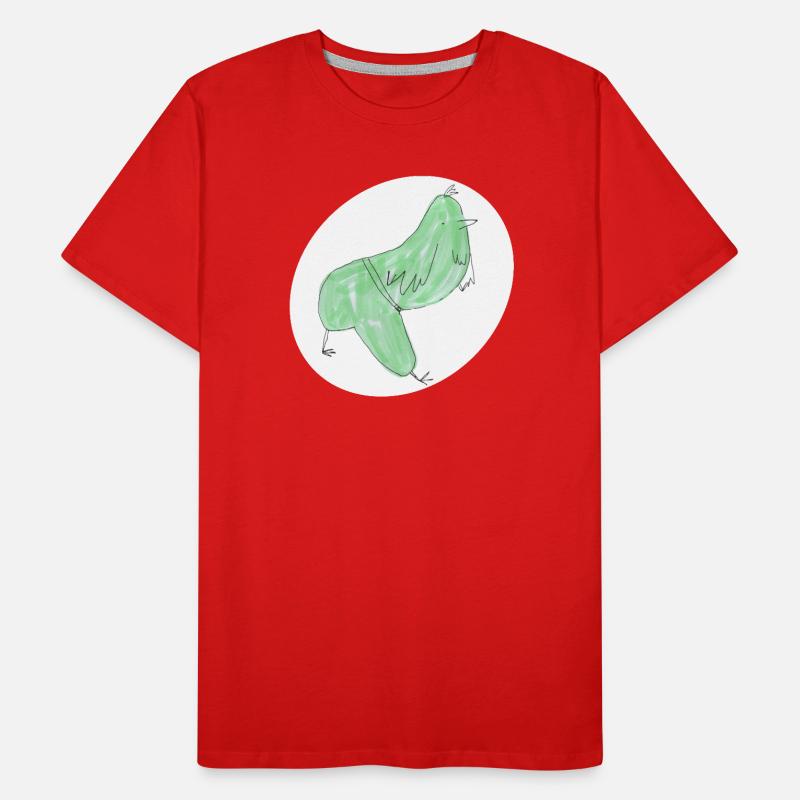 Oiseau vert abstrait minimaliste T-shirt bio Premium Homme