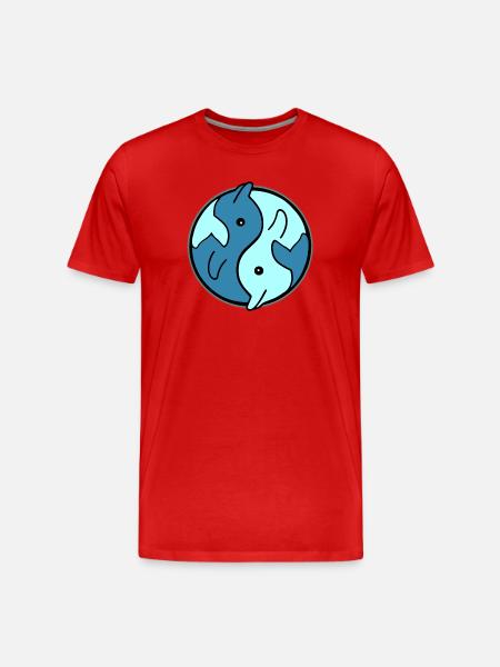 Dolphins YinYang Circle Design - Men's Premium Organic T-Shirt - red