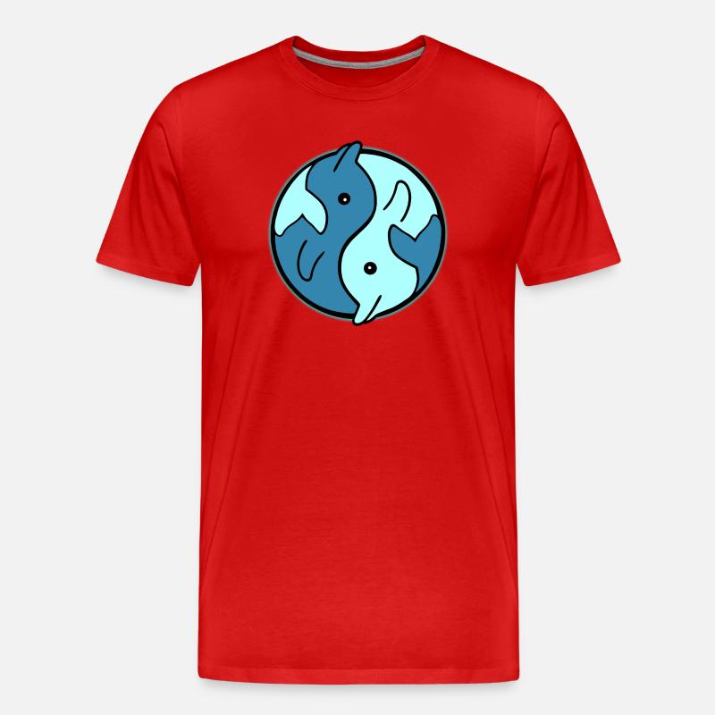 Delfine YinYang Kreis Design - Männer Premium Bio T-Shirt - Rot