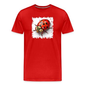 Roter Marienkaefer Muster Shirt - Männer Premium Bio T-Shirt - Rot - Vorne - Damien (186cm)