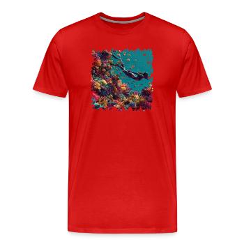 Coral reef diver blaze of color - Men's Premium Organic T-Shirt - red - Front - Damien (186cm)