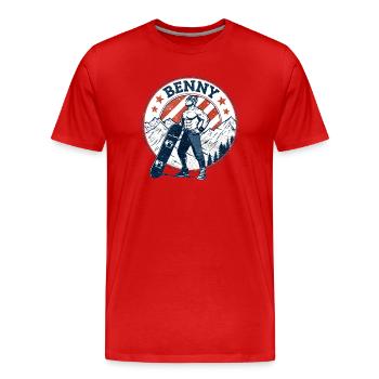 Benny, look vintage - T-shirt bio Premium Homme - rouge - Devant - Damien (186cm)