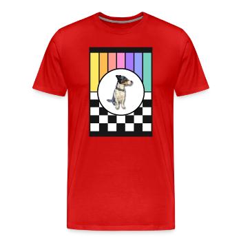Hund im Regenbogenrahmen - Männer Premium Bio T-Shirt - Rot - Vorne - Damien (186cm)