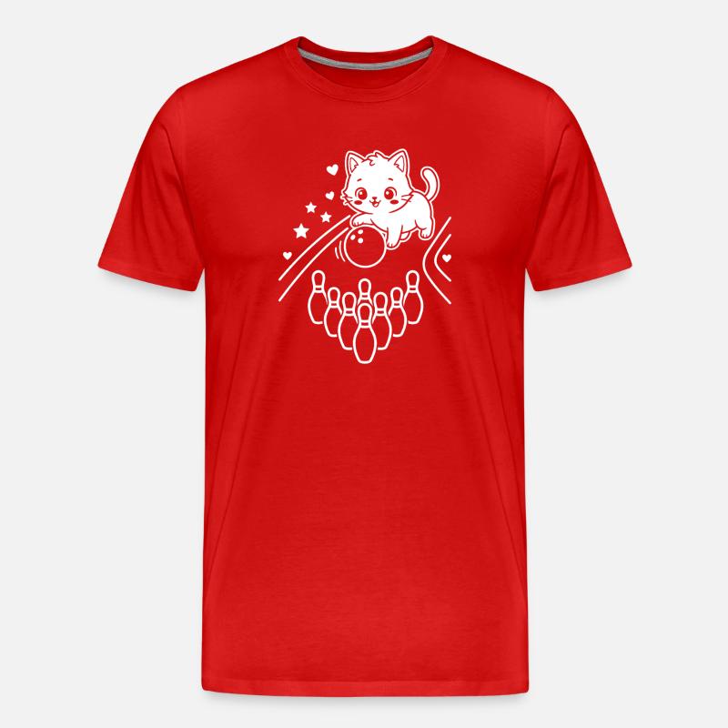 Kawaii Katze Bowling - Männer Premium Bio T-Shirt - Rot