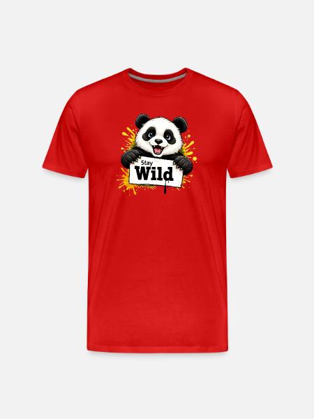 Panda Graffiti Illustration Stay Wild - Men's Premium Organic T-Shirt - red