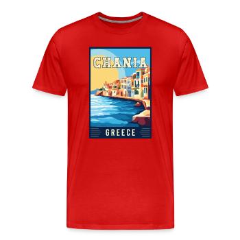Découvrez la magnifique Chanée en Grèce - T-shirt bio Premium Homme - rouge - Devant - Damien (186cm)