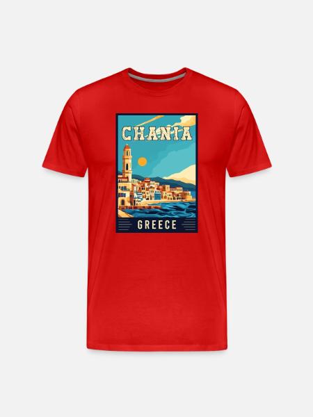 Experience Stunning Chania in Greece - Men's Premium Organic T-Shirt - red