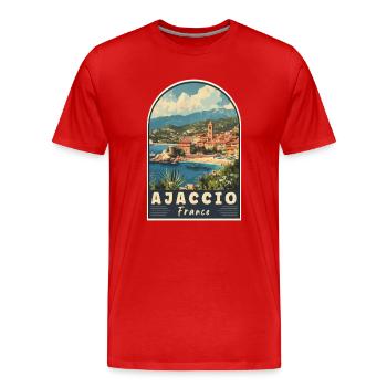 Discover Ajaccio In France Mediterranean Paradise - Men's Premium Organic T-Shirt - red - Front - Damien (186cm)