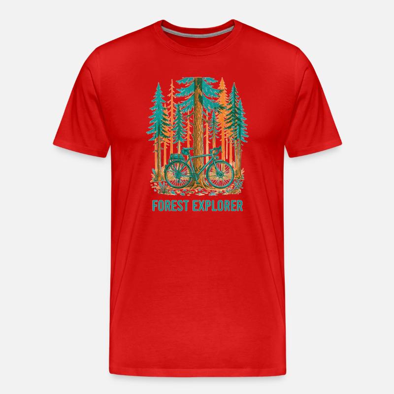 Forest Explorer Risograph Fahrradkunst - Männer Premium Bio T-Shirt - Rot