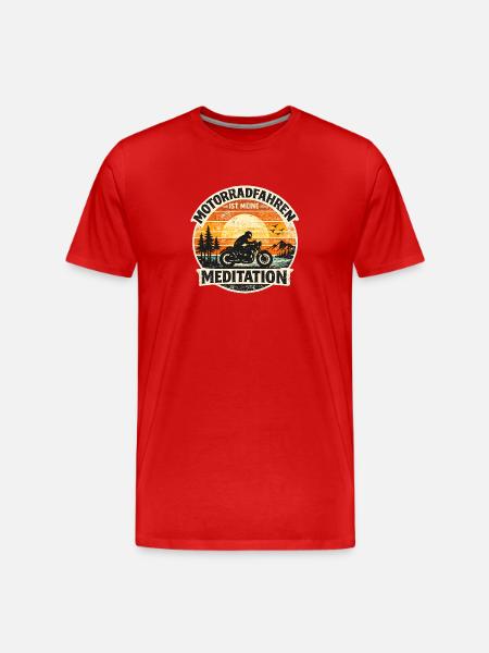 Motorcycle Meditation Sunset - Men's Premium Organic T-Shirt - red