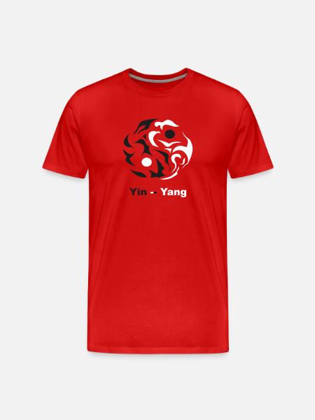 YinYang Silhouette: Kontrastkunst - Männer Premium Bio T-Shirt - Rot