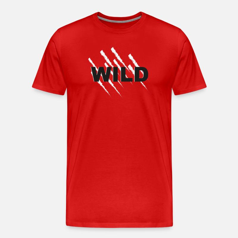 WILD Kratzmuster Logo - Männer Premium Bio T-Shirt - Rot