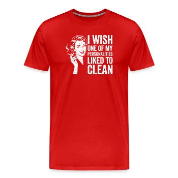 Household Humor Shirt for Women - Men's Premium Organic T-Shirt - red - Front - Damien (186cm)