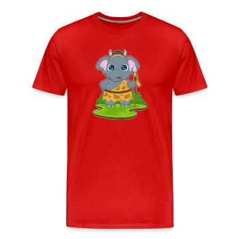 Elephant Warrior Spear - Men's Premium Organic T-Shirt - red - Front - Damien (186cm)
